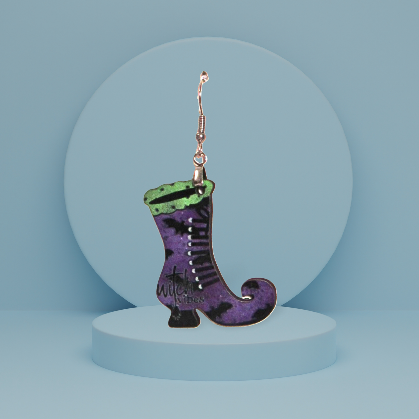 Witch Boot Shaped Sublimated Earrings 1.5 inch
