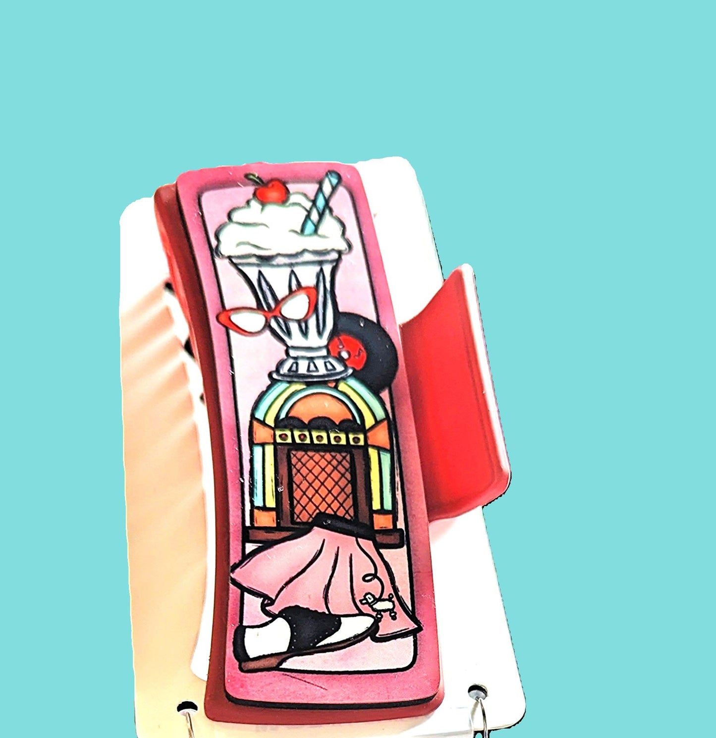 Sock Hop Themed Sublimated Hair Clip MDF
