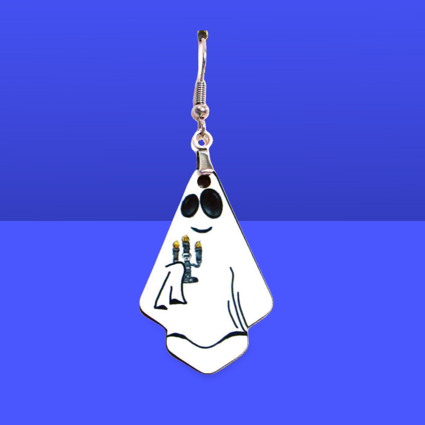 Ghost Fan Shaped Sublimated Earrings 1.5 inch