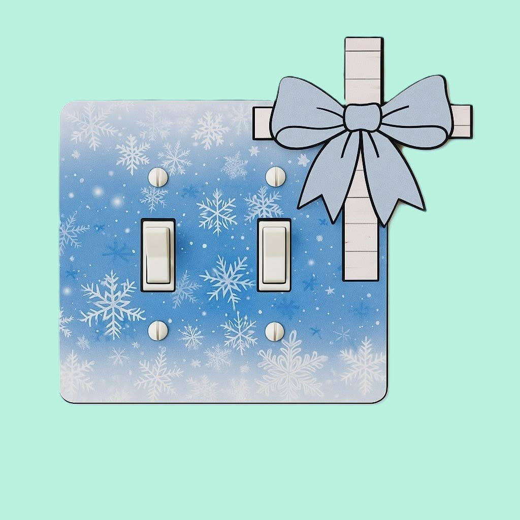 Cross with Bow Shaped Sublimated Double Light Switch Cover