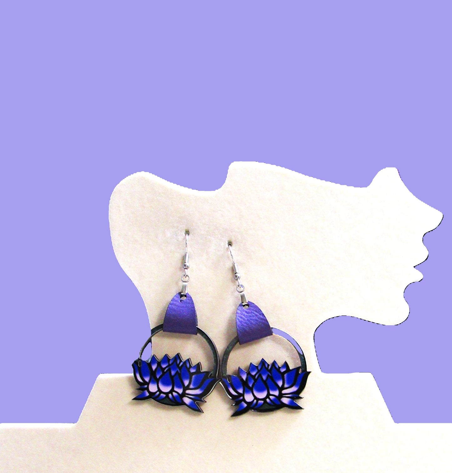 MDF-Round Lotus Shaped Sublimated Earrings 1.5 inch