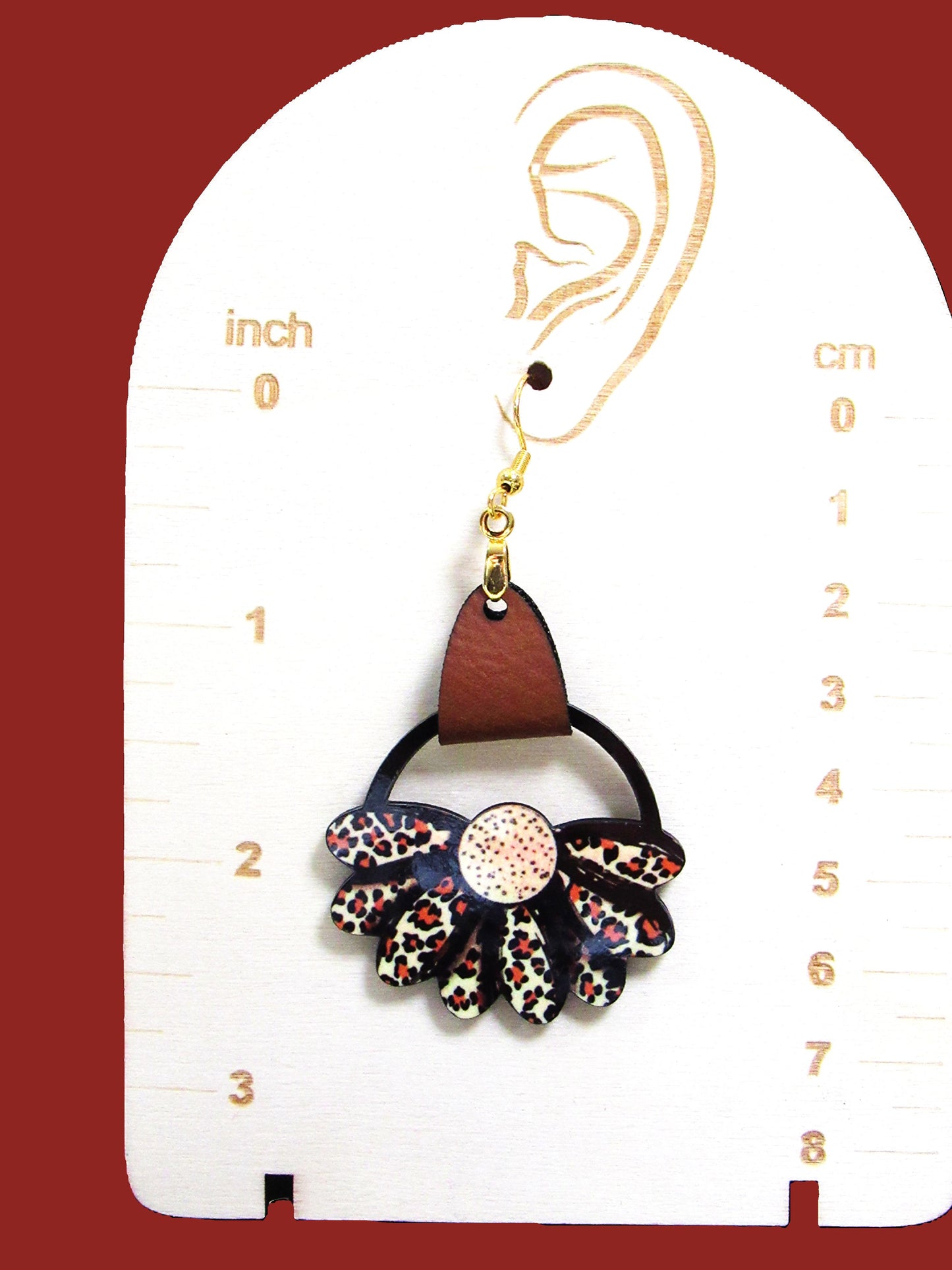 Round Sunflower Shaped Sublimated Earrings