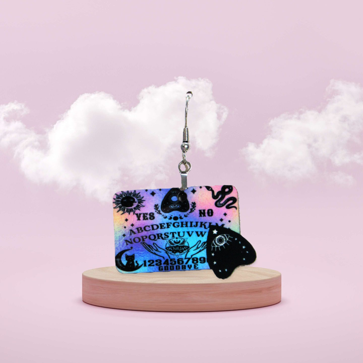 Ouija Board Shaped Sublimated Earrings 1.5 inch