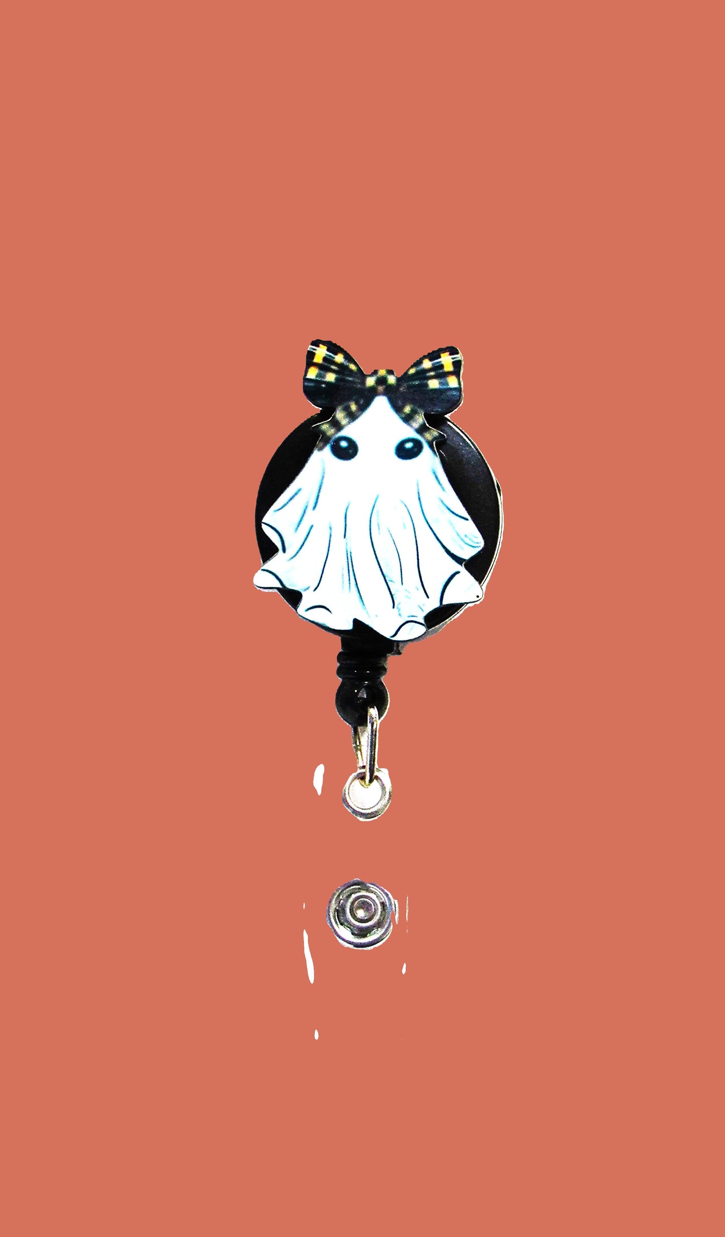 Ghost with Bow Shaped Sublimated Badge Reel