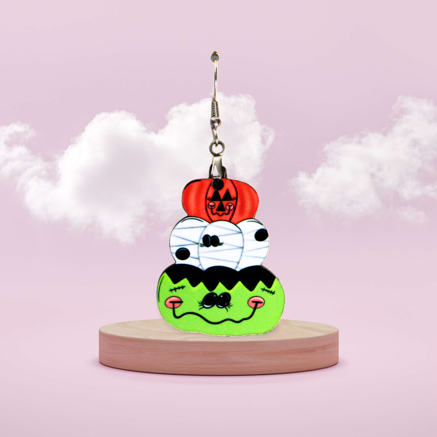 Stacked Pumpkin Sublimated Earrings 1.5 inch