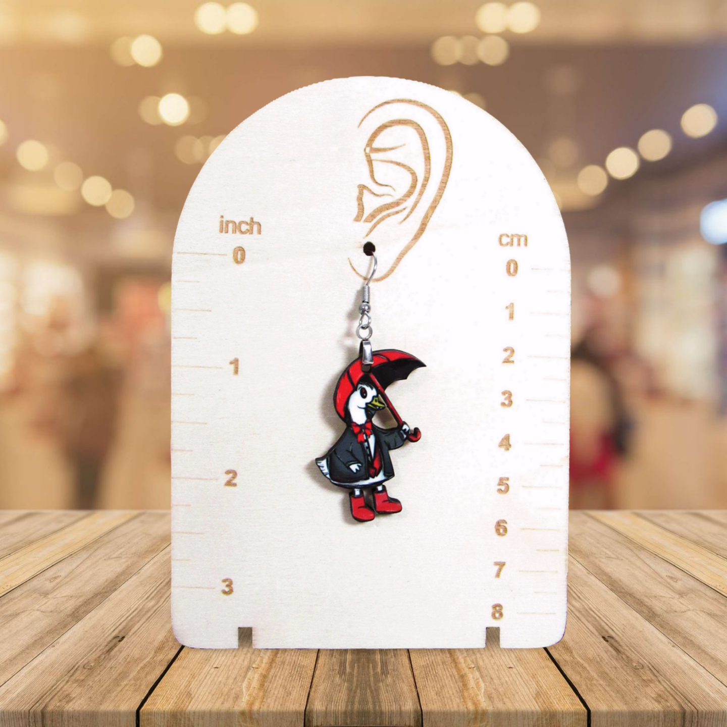 Goose with Umbrella Shaped Sublimated Earrings