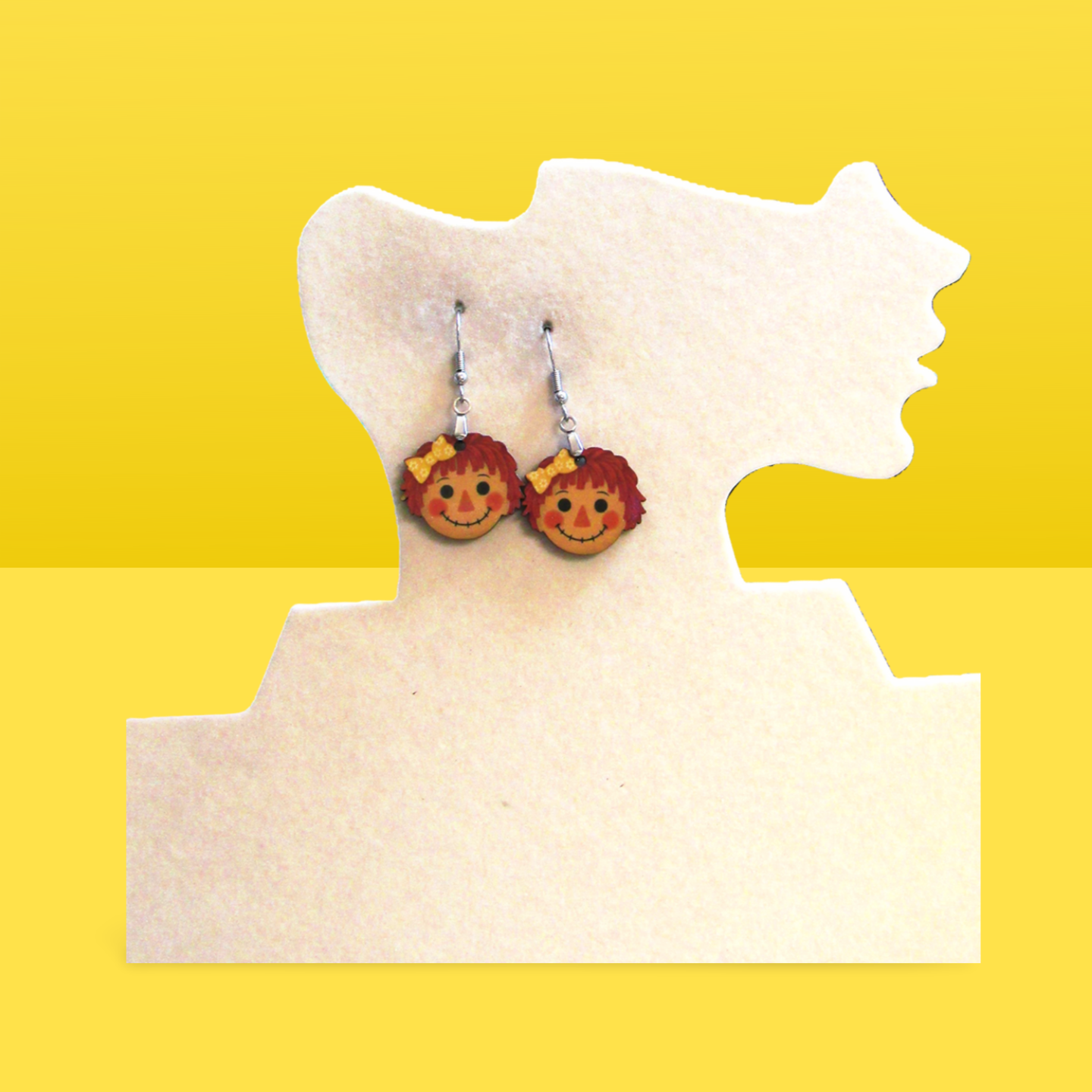 Scarecrow Girl Head Shaped Sublimated Earrings