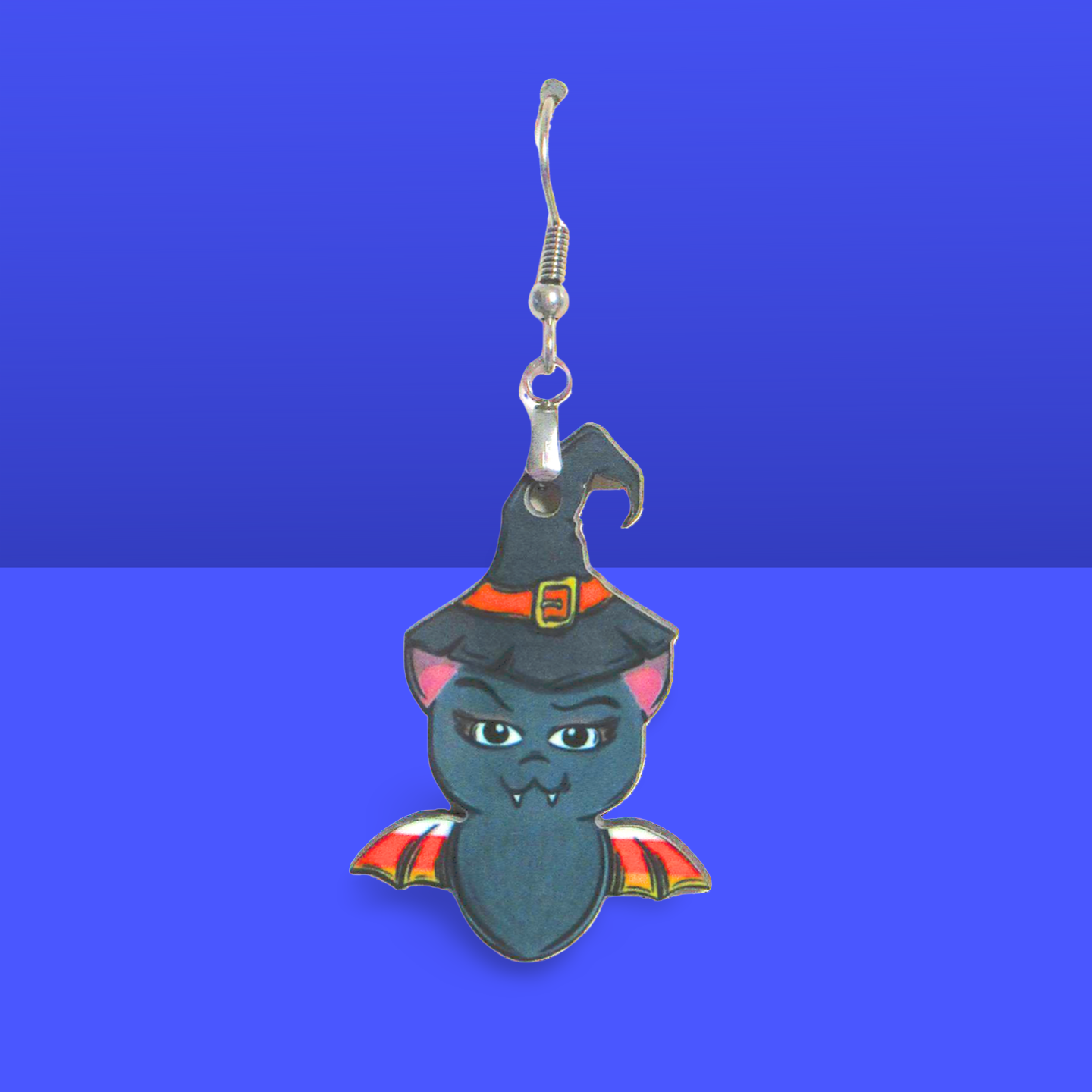 Bat with Witch Hat Shaped Sublimated Earrings