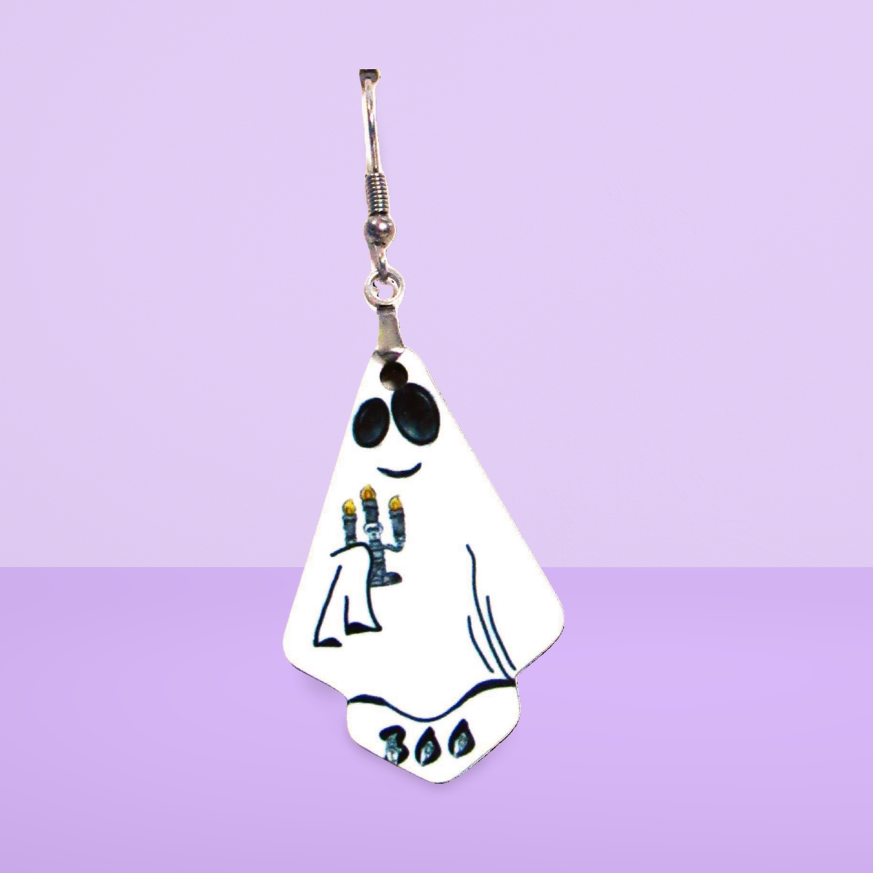 Ghost Fan Shaped Sublimated Earrings 1.5 inch