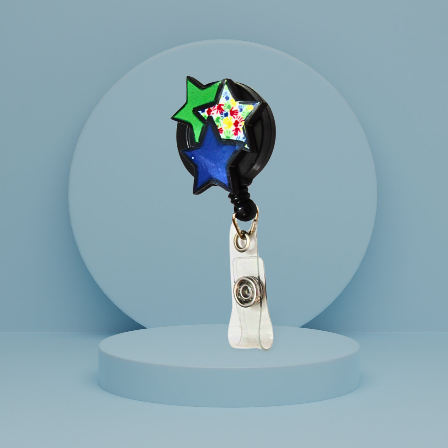 Triple Star Shaped Sublimated Badge Reel Holder