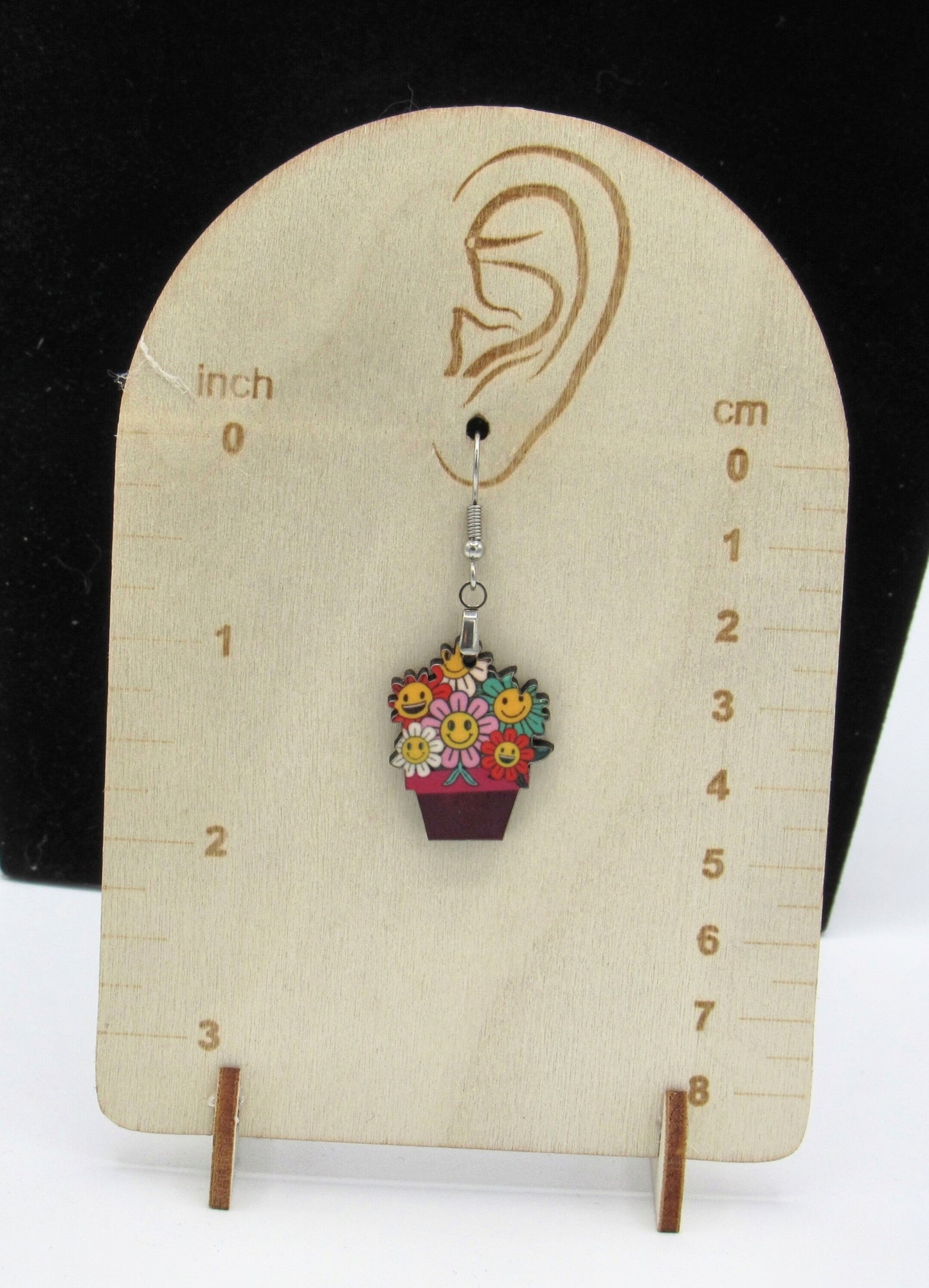 Flower Pot Shaped Design Sublimated Earrings