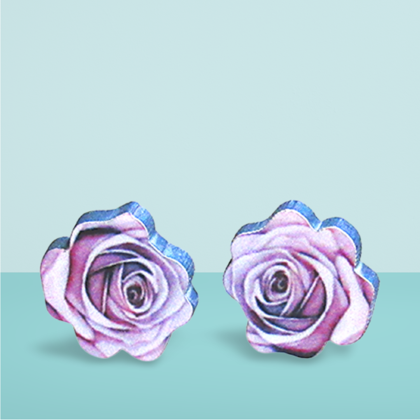 Rose Shaped Sublimated Stud Earrings