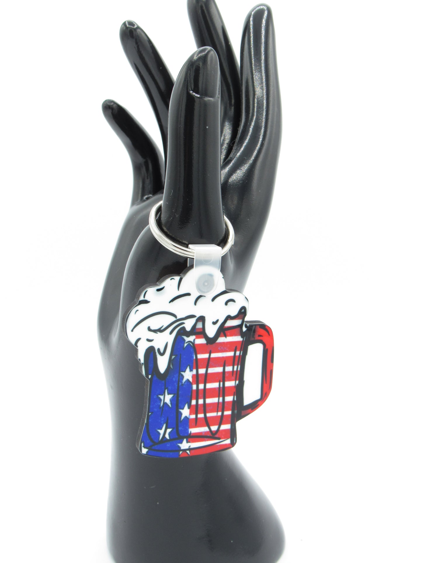 Patriotic Beer Stein Shaped MDF Sublimated Keychain