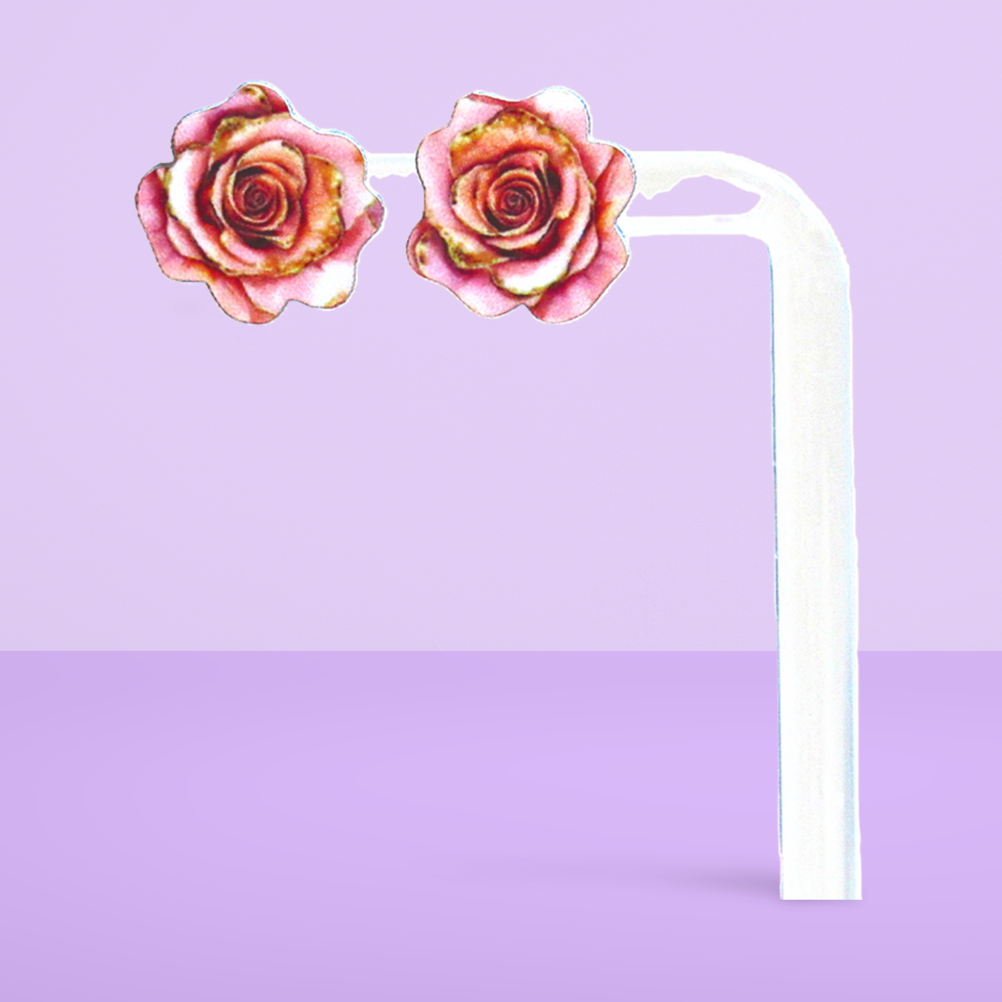 Rose Shaped Sublimated Stud Earrings