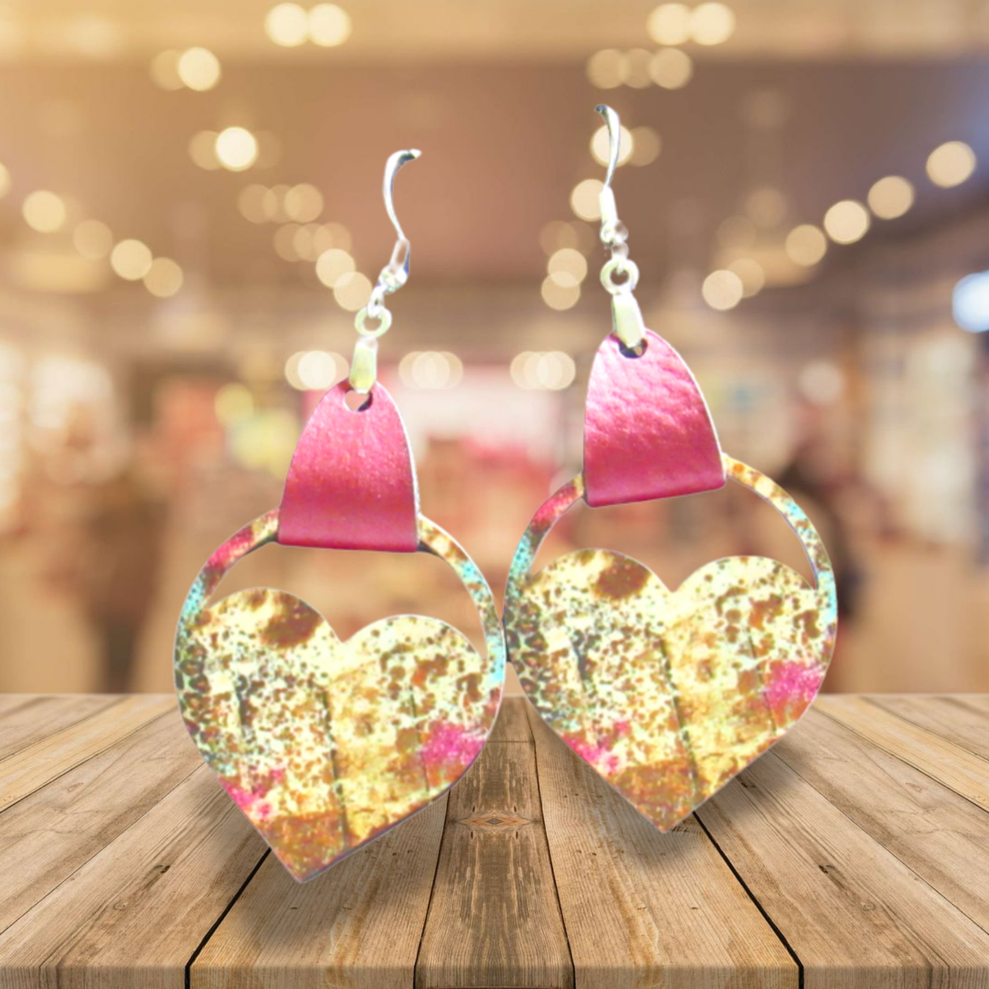 Round Heart Shaped Sublimated Earring