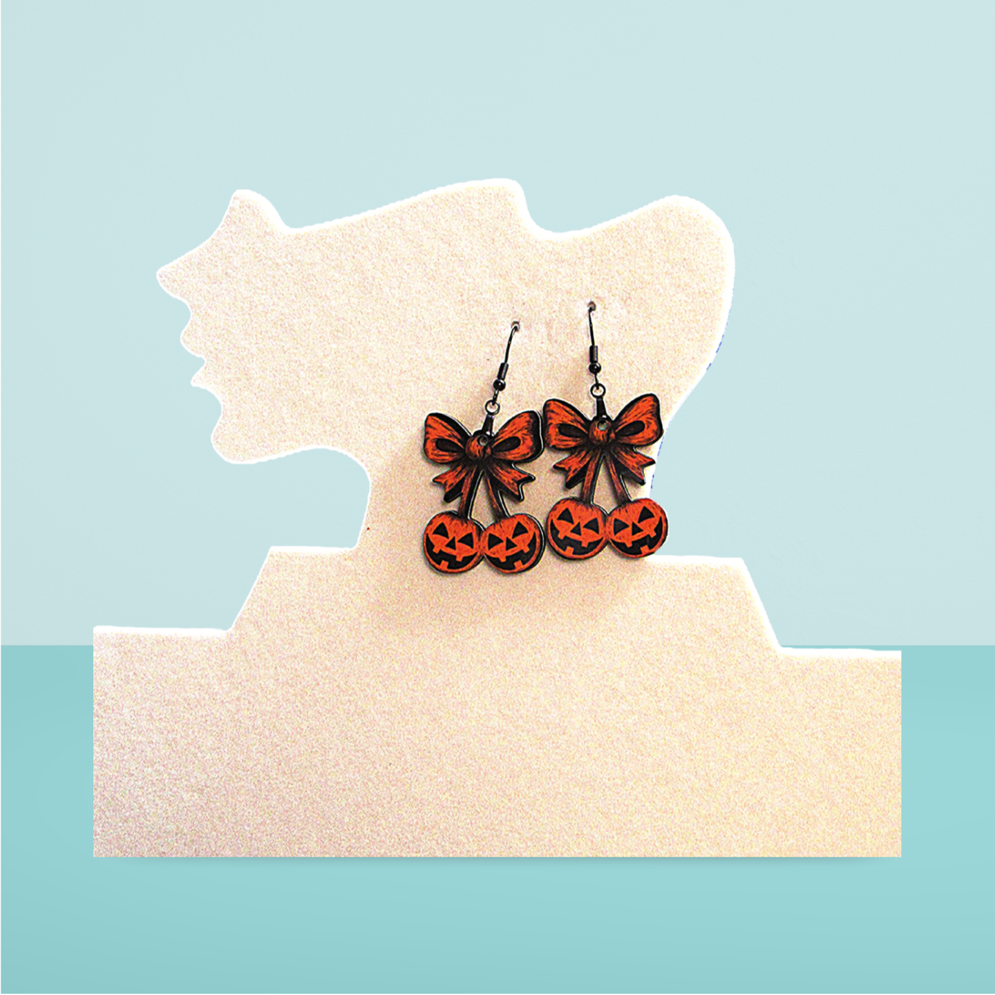 Bow with Cherries Shaped Sublimated Earrings 1.5 inch