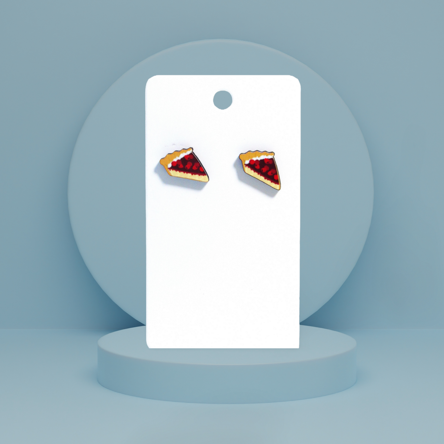 Pie Slice Shaped Sublimated Stud Earrings
