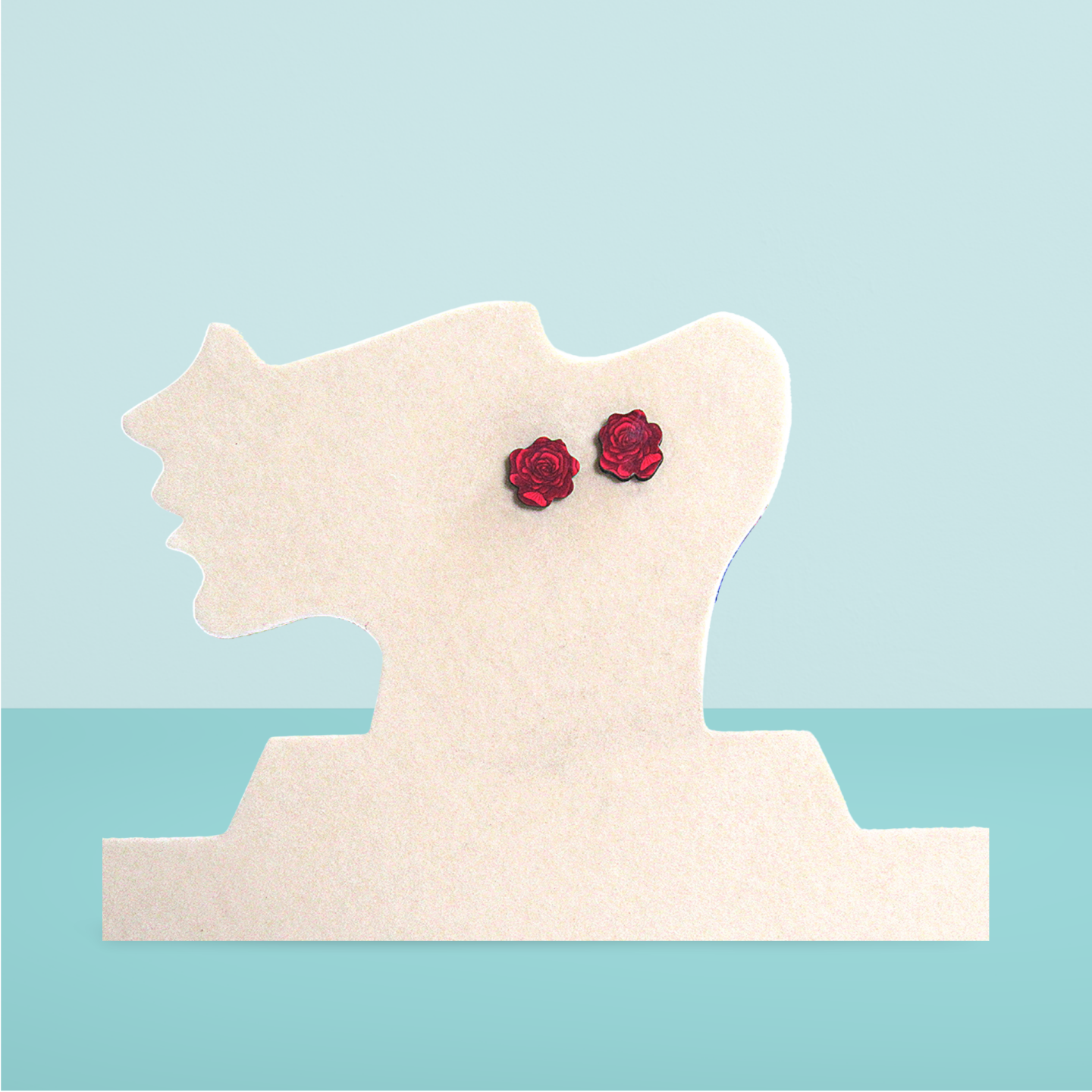 Rose Shaped Sublimated Stud Earrings