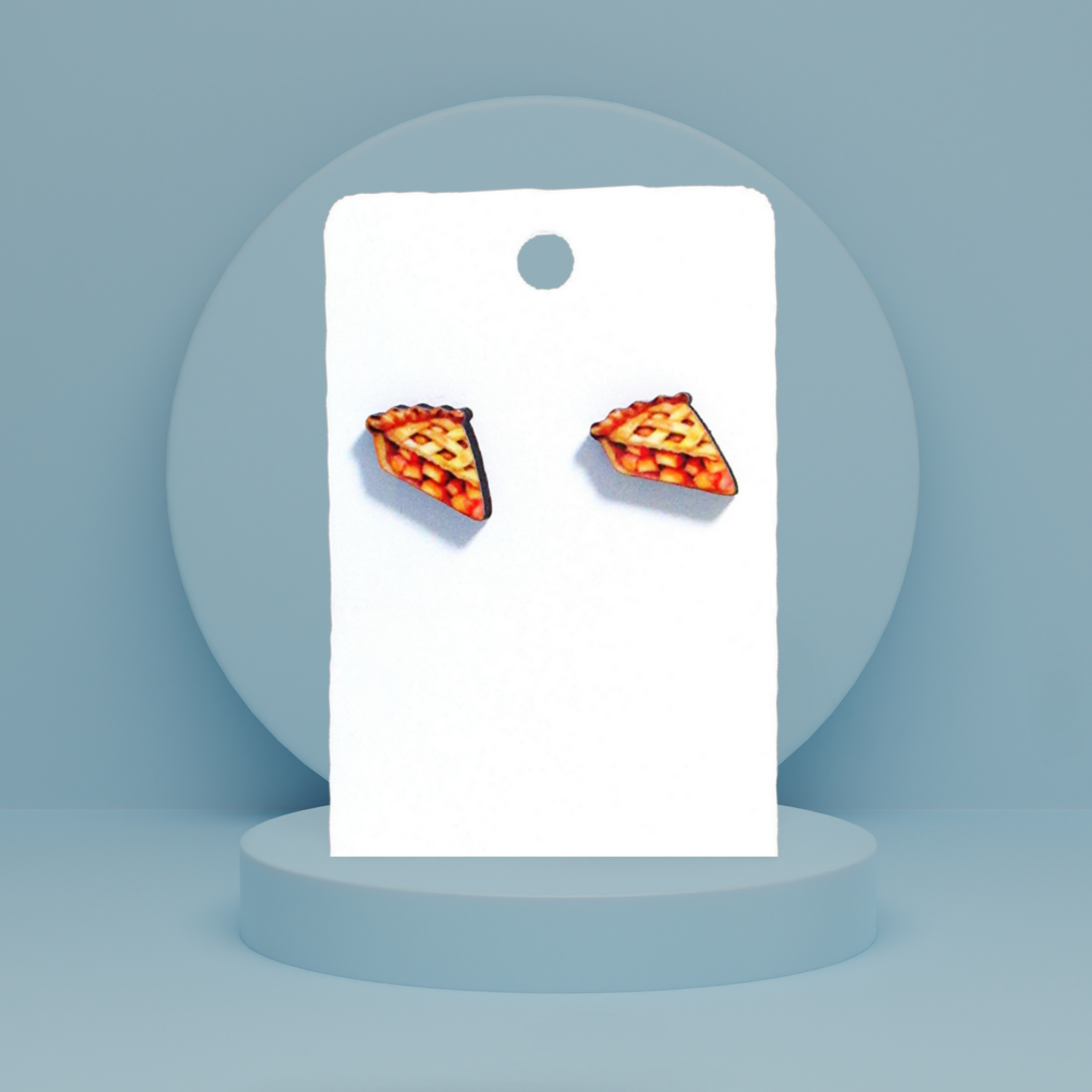 Pie Slice Shaped Sublimated Stud Earrings