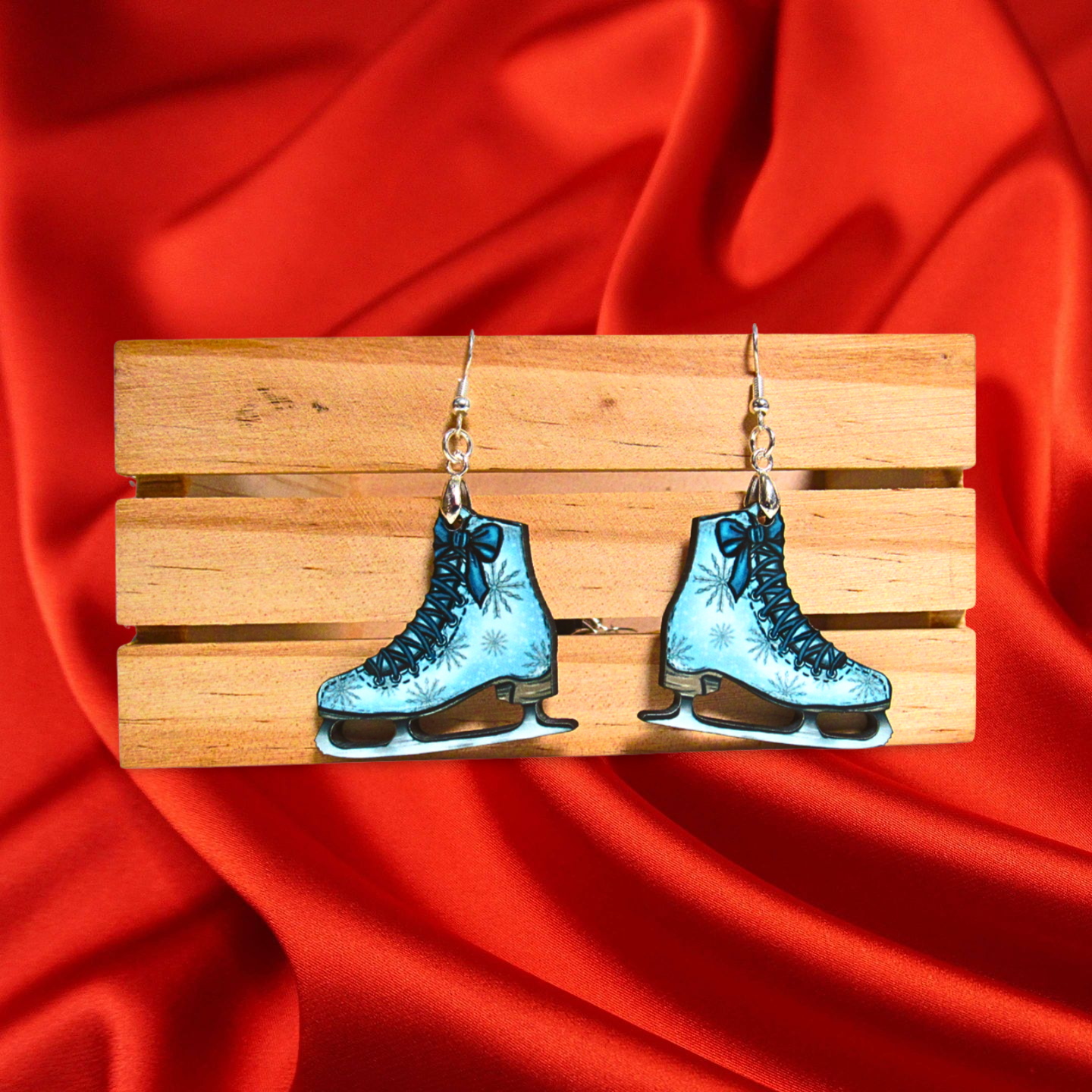 Ice Skate Shaped Sublimated Earrings 1.5 inch