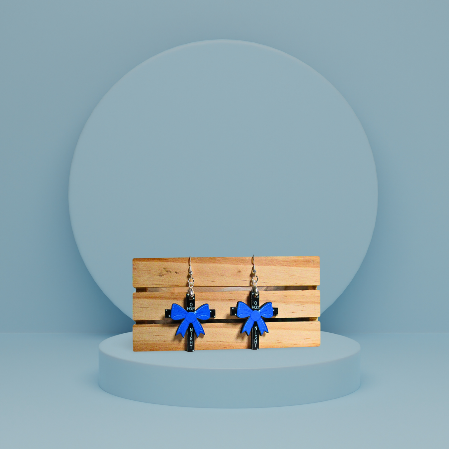 Cross with Bow Shaped Sublimated Earrings 1.5 inch