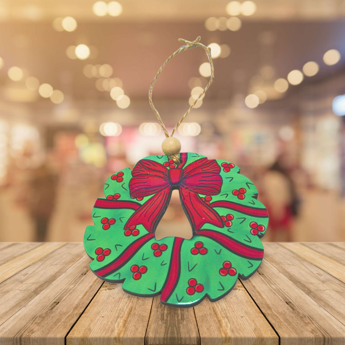 MDF-Bow Wreath Shaped MDF Sublimated Ornament