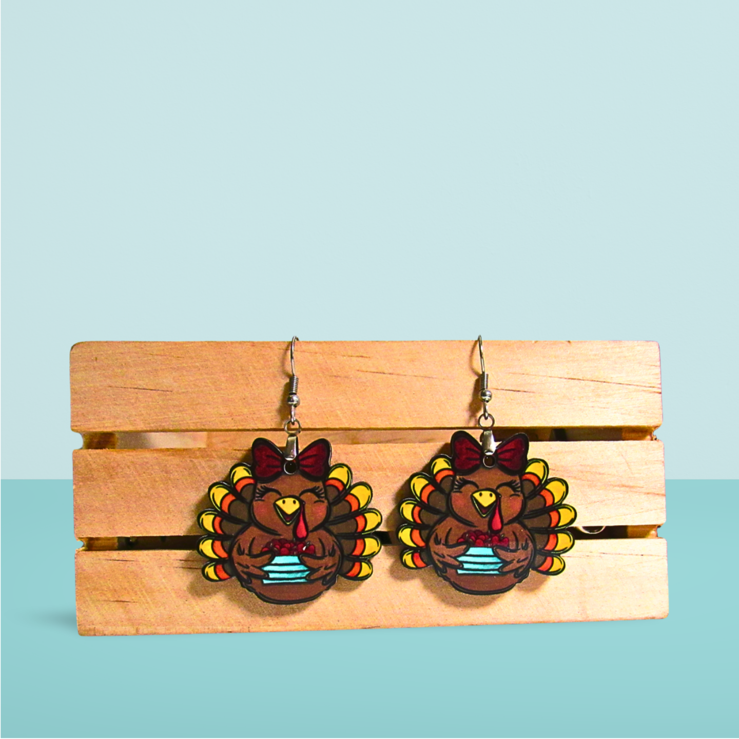 Turkey with Bow Shaped Sublimated Earrings