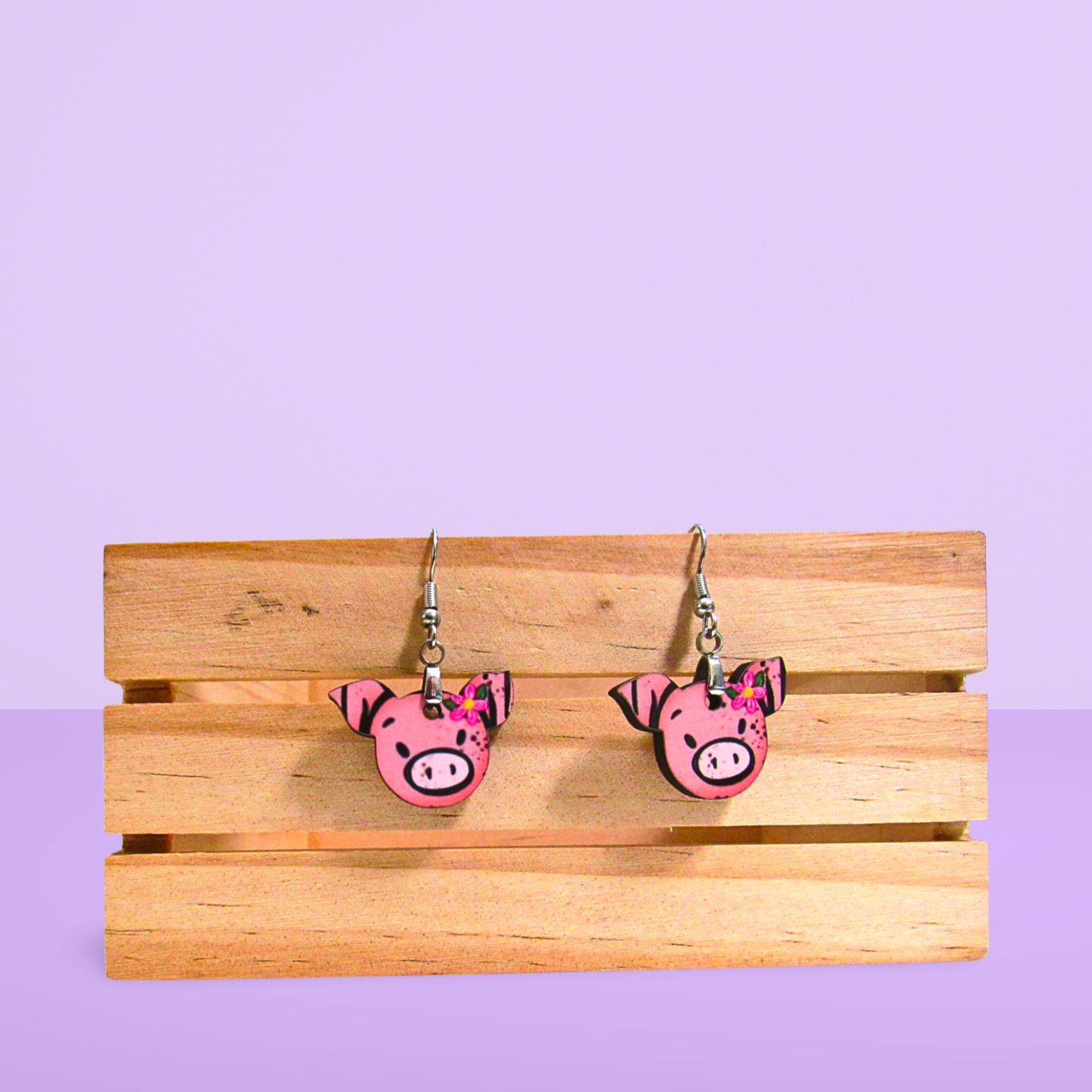 Pig Head Shaped Sublimated Earrings 1 inch
