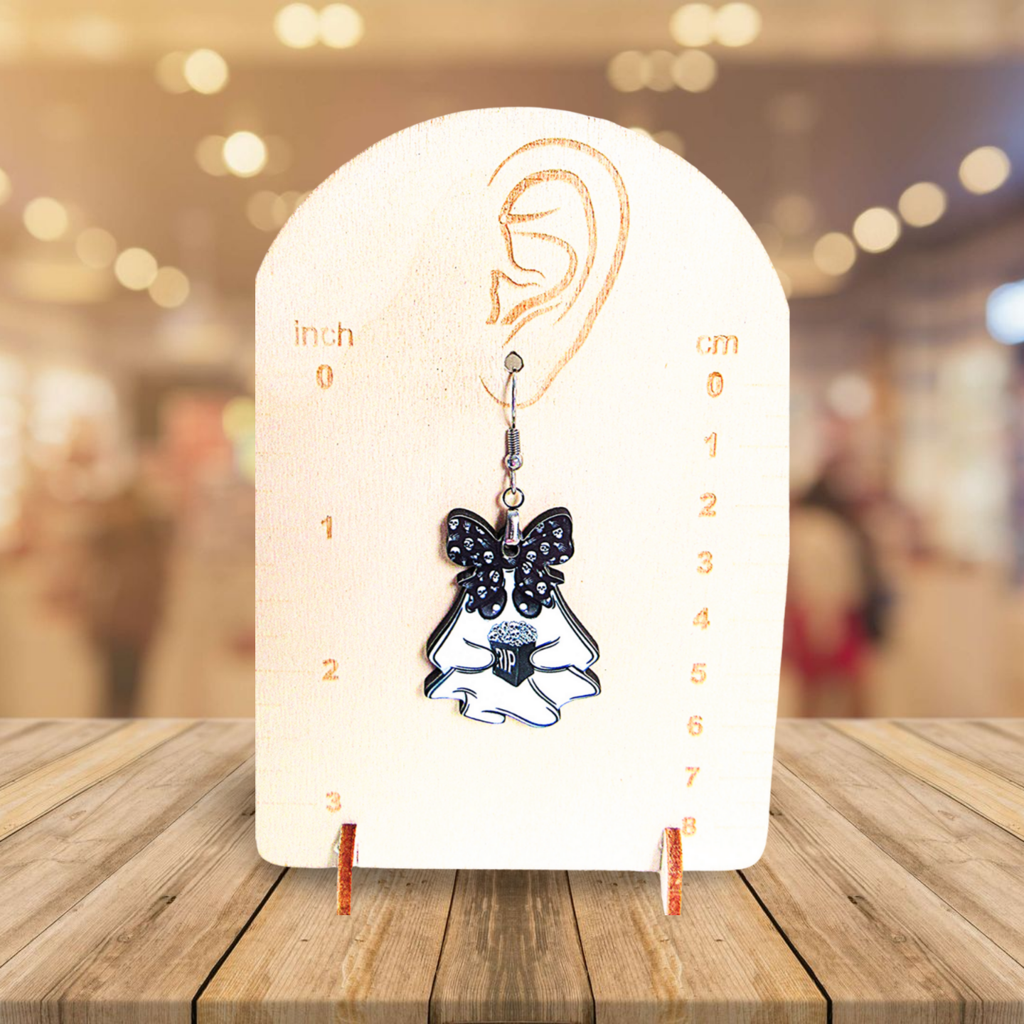 Ghost with Bow Shaped Sublimated Earrings 1.5 inch