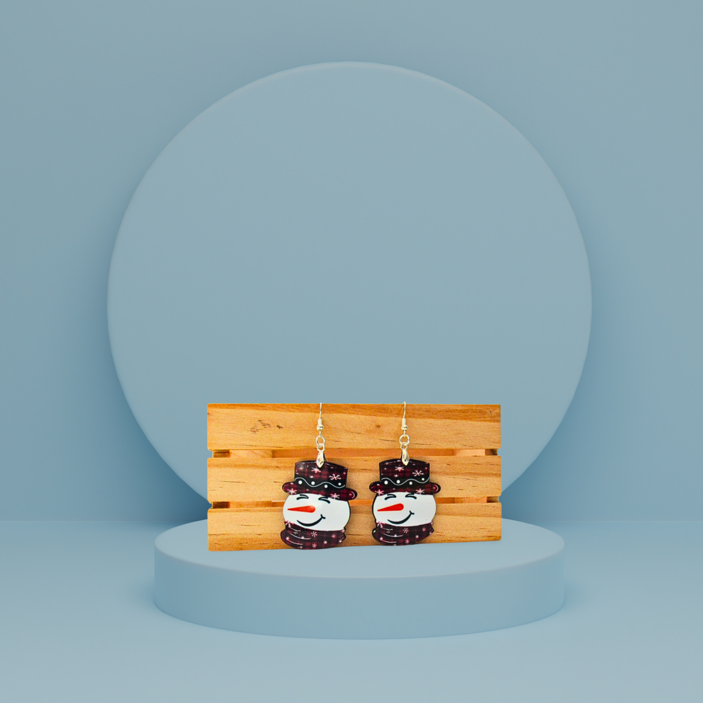 Snowman Head Shaped Sublimated Earrings