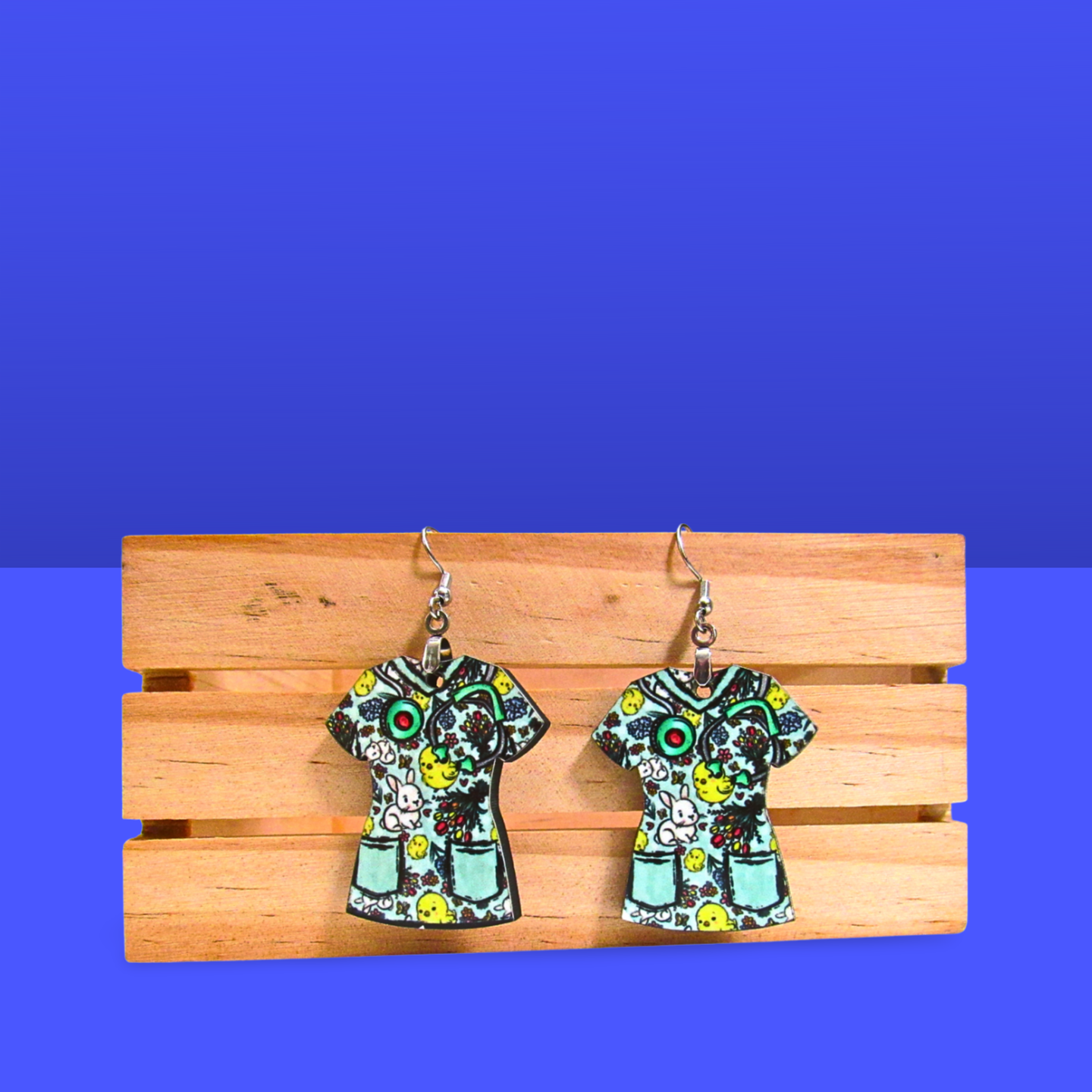 Scrub Top Shaped Sublimated Earrings