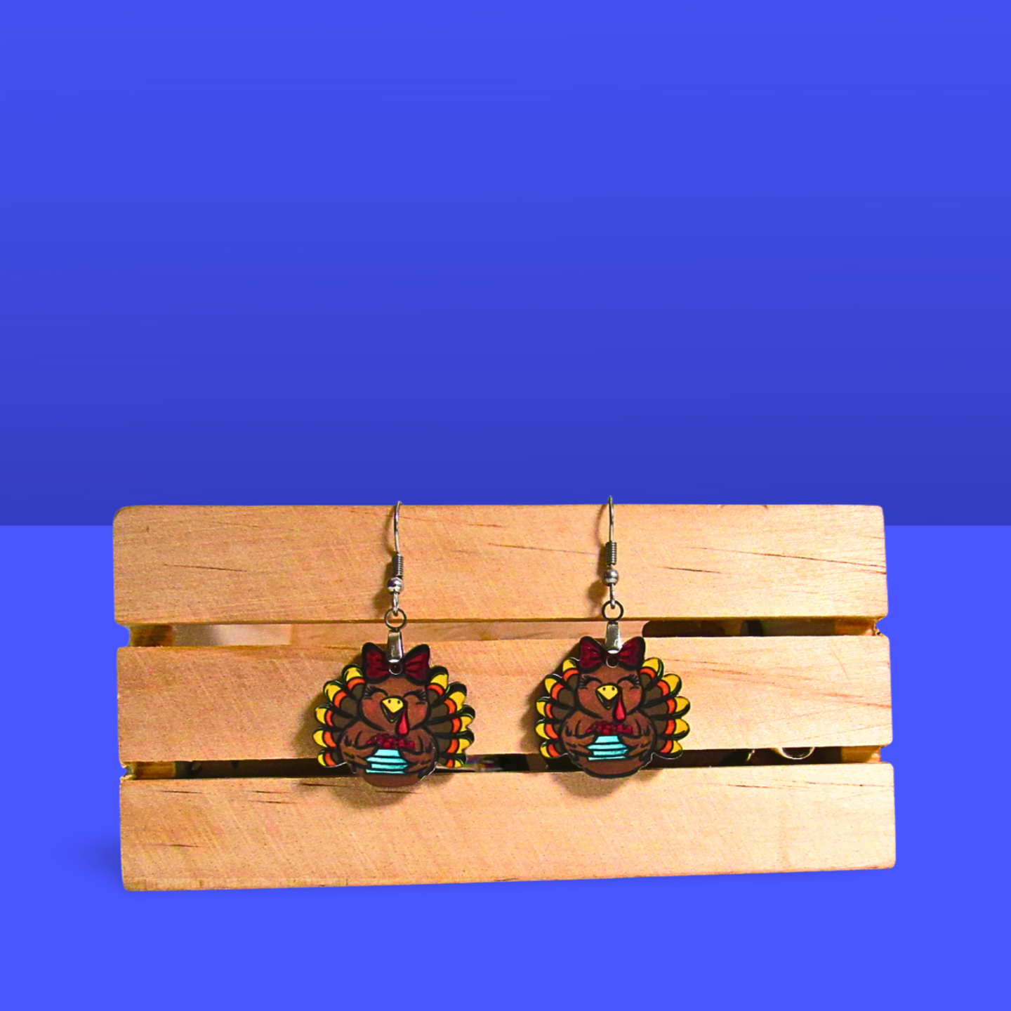 Turkey with Bow Shaped Sublimated Earrings 1 inch