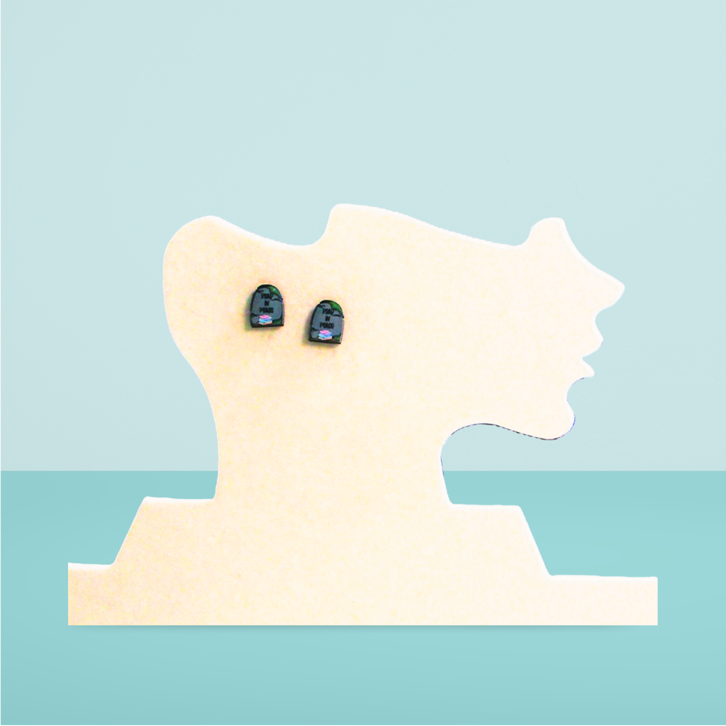 Grave Stone Shaped Sublimated Stud Earrings