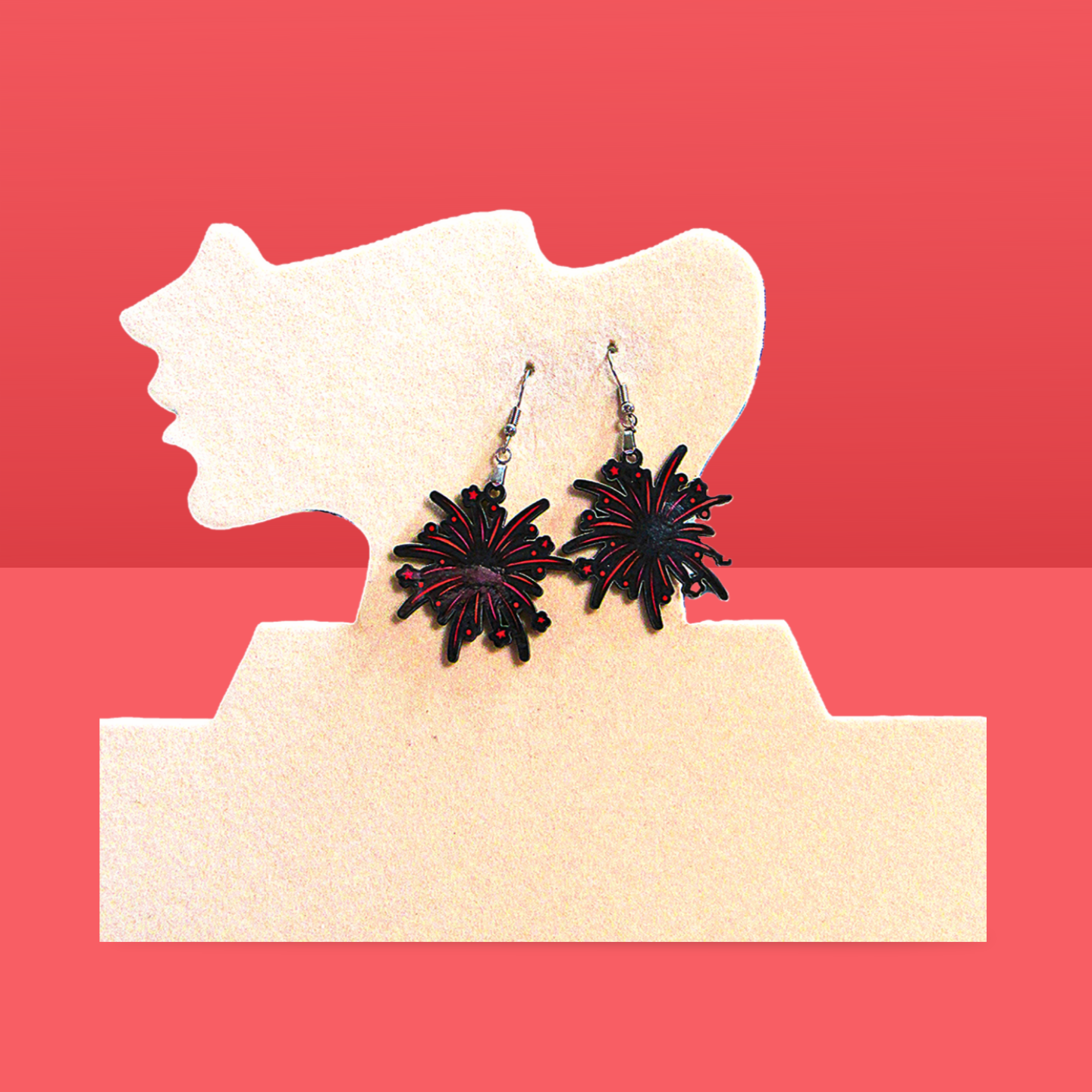 Fireworks Shaped Sublimated Earrings 1.5 inch