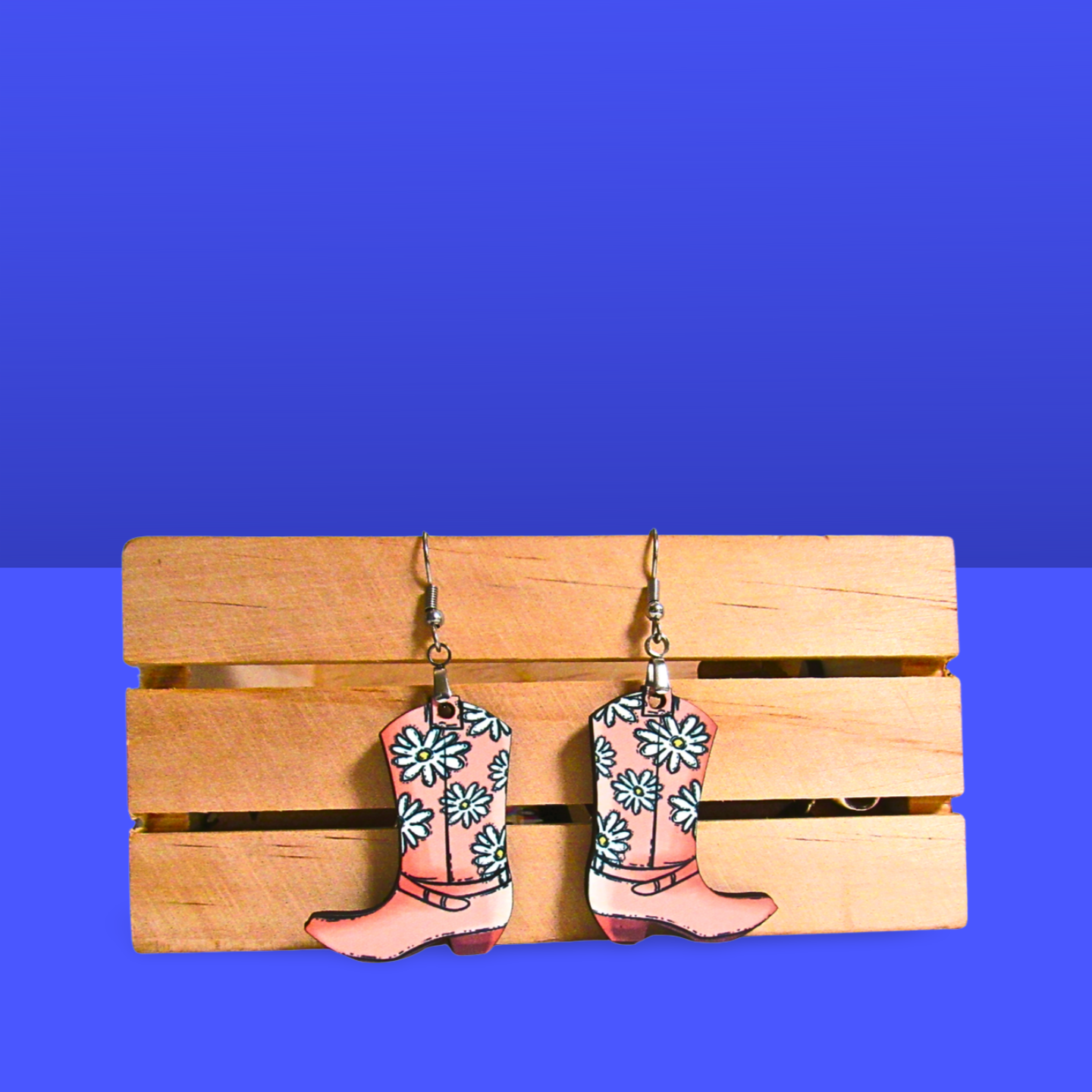 Cowboy Boot Shaped Sublimated Earrings
