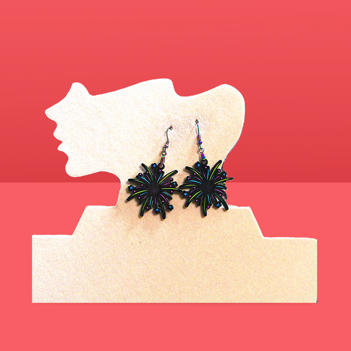 Fireworks Shaped Sublimated Earrings 1.5 inch