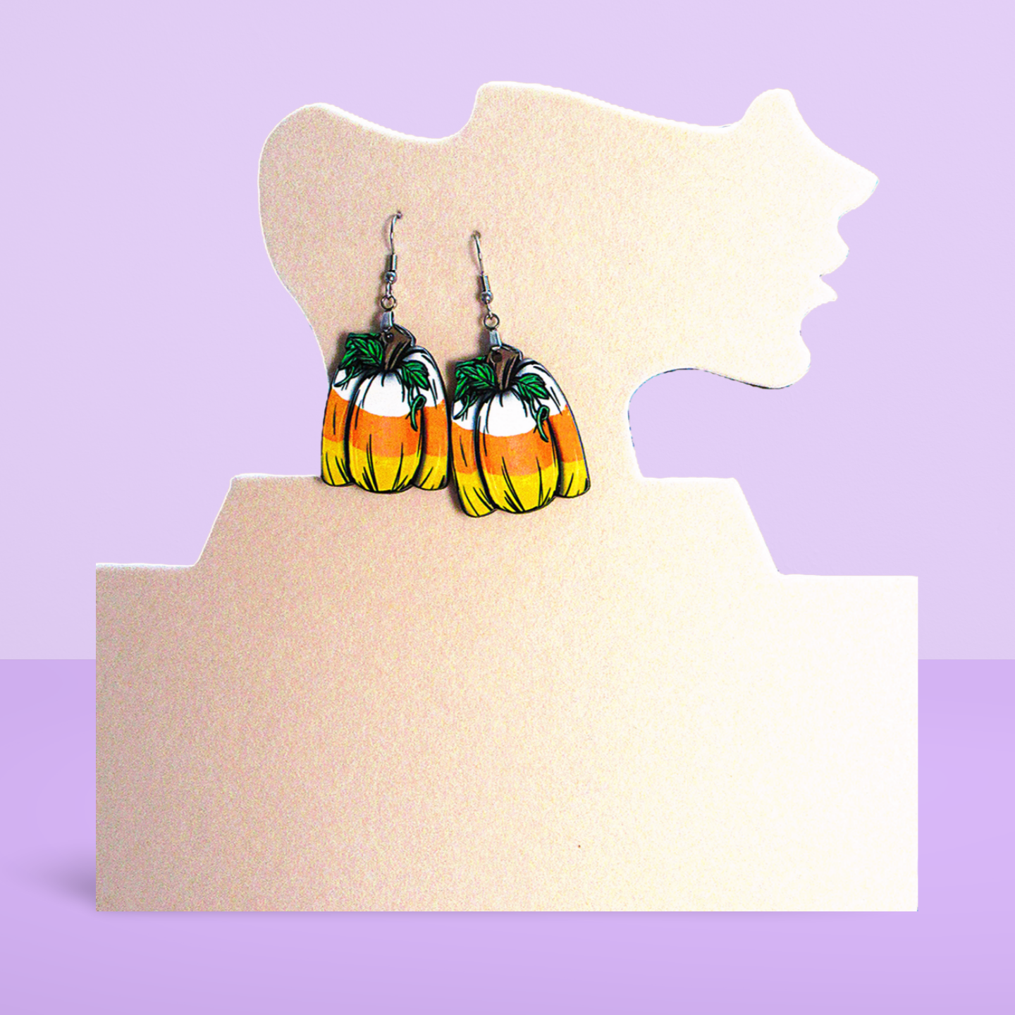 Tall Pumpkin Shaped Sublimated Earrings 1.5 inch