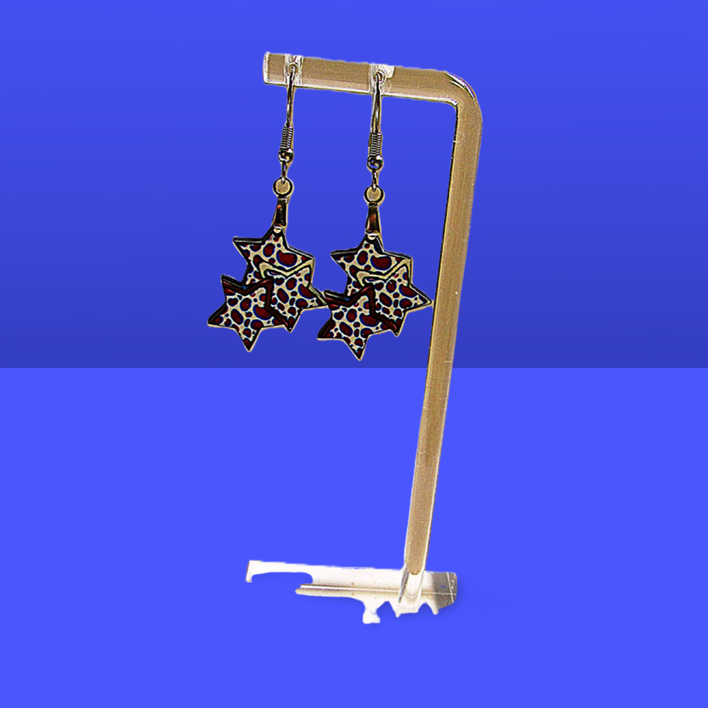 Triple Star Shaped Sublimated Earrings 1 in.