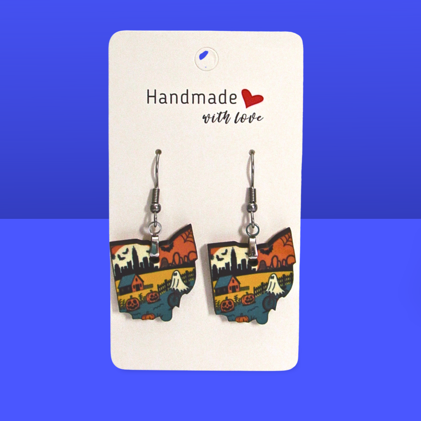 Ohio Shaped Sublimated Earrings 1 inch