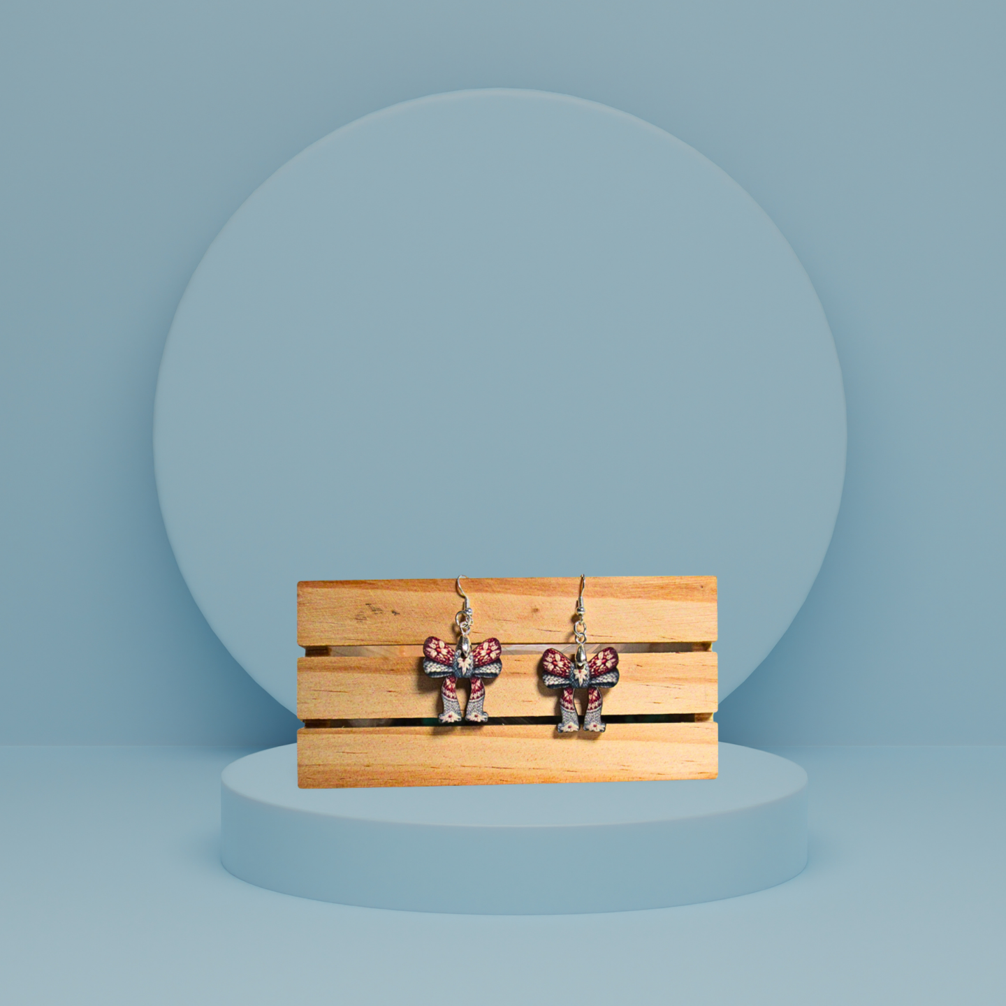 Christmas Bow Shaped Sublimated Earrings 1 inch