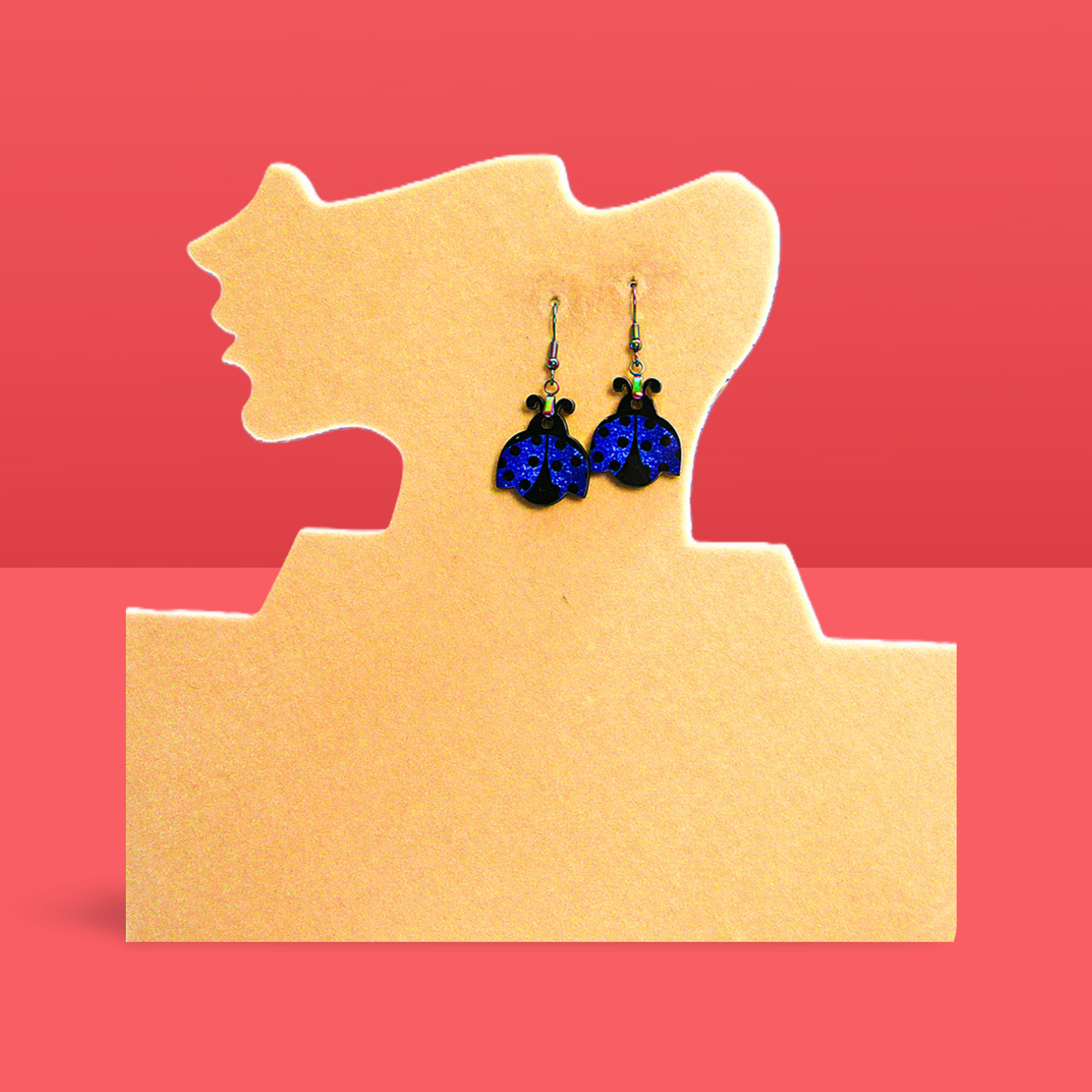 Ladybug Shaped Sublimated Earrings 1 inch