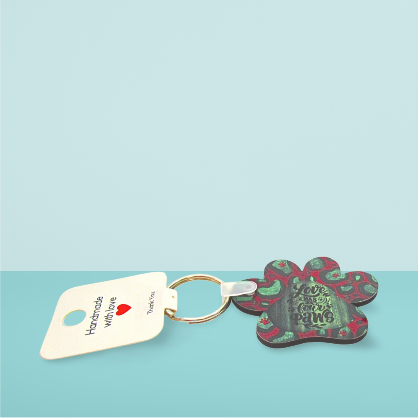 Paw Print Shaped Sublimated Keychain MDF