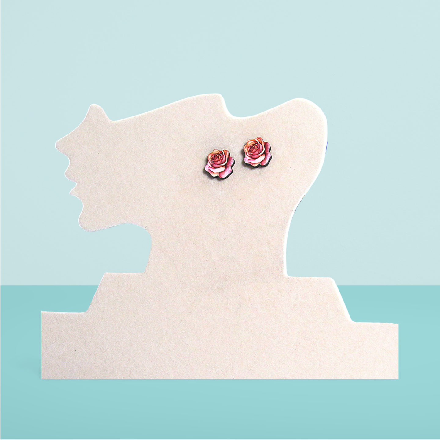 Rose Shaped Sublimated Stud Earrings