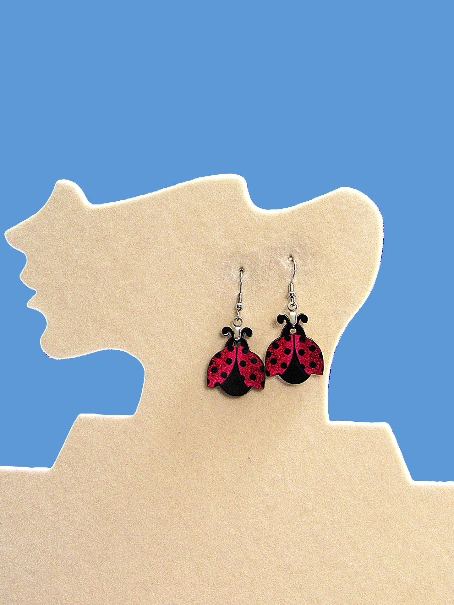 MDF-Ladybug Shaped Sublimated Earrings 1 inch