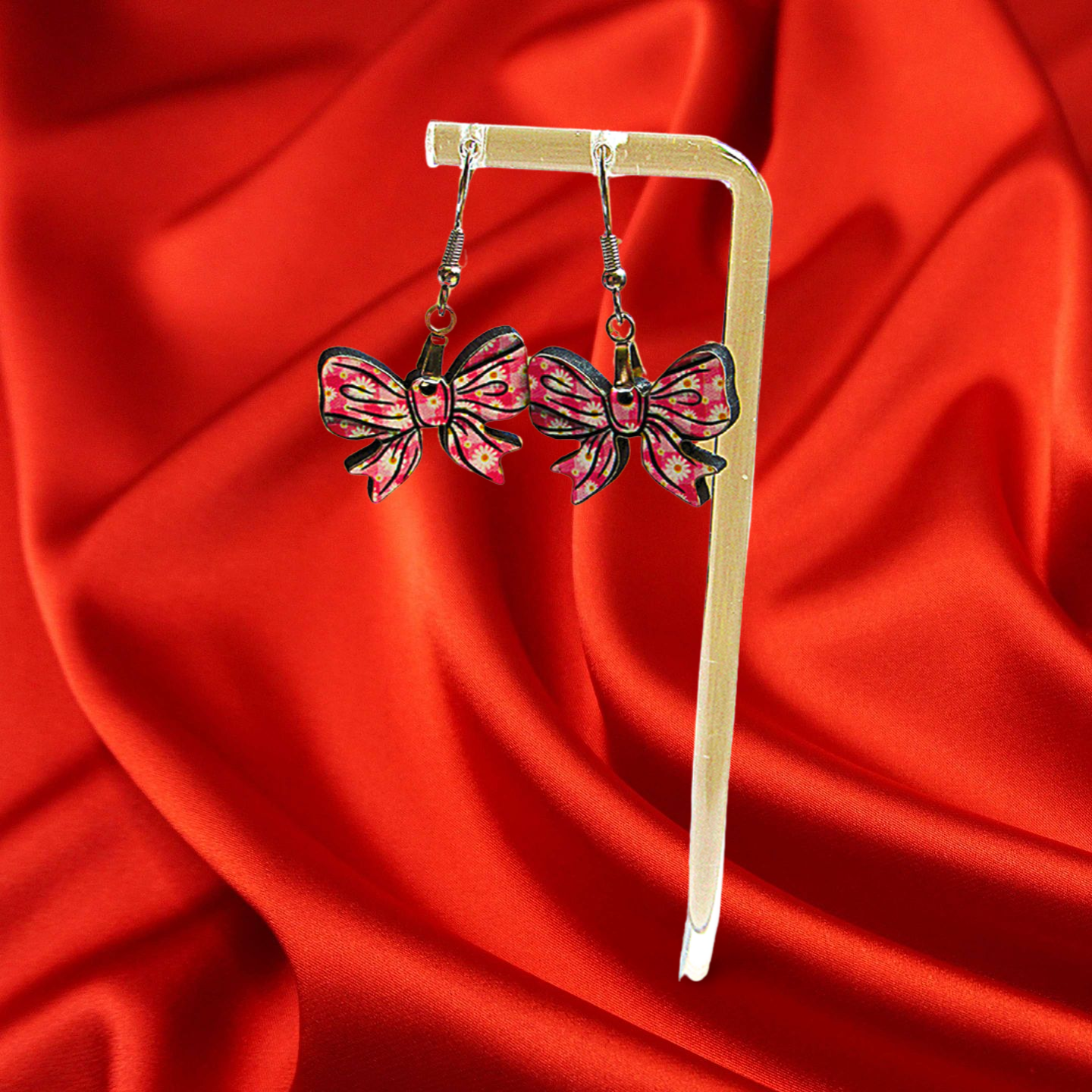 Bow Shaped Sublimated Earrings 1 inch