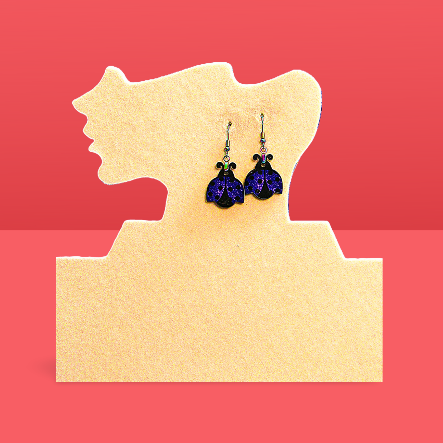 Ladybug Shaped Sublimated Earrings 1 inch