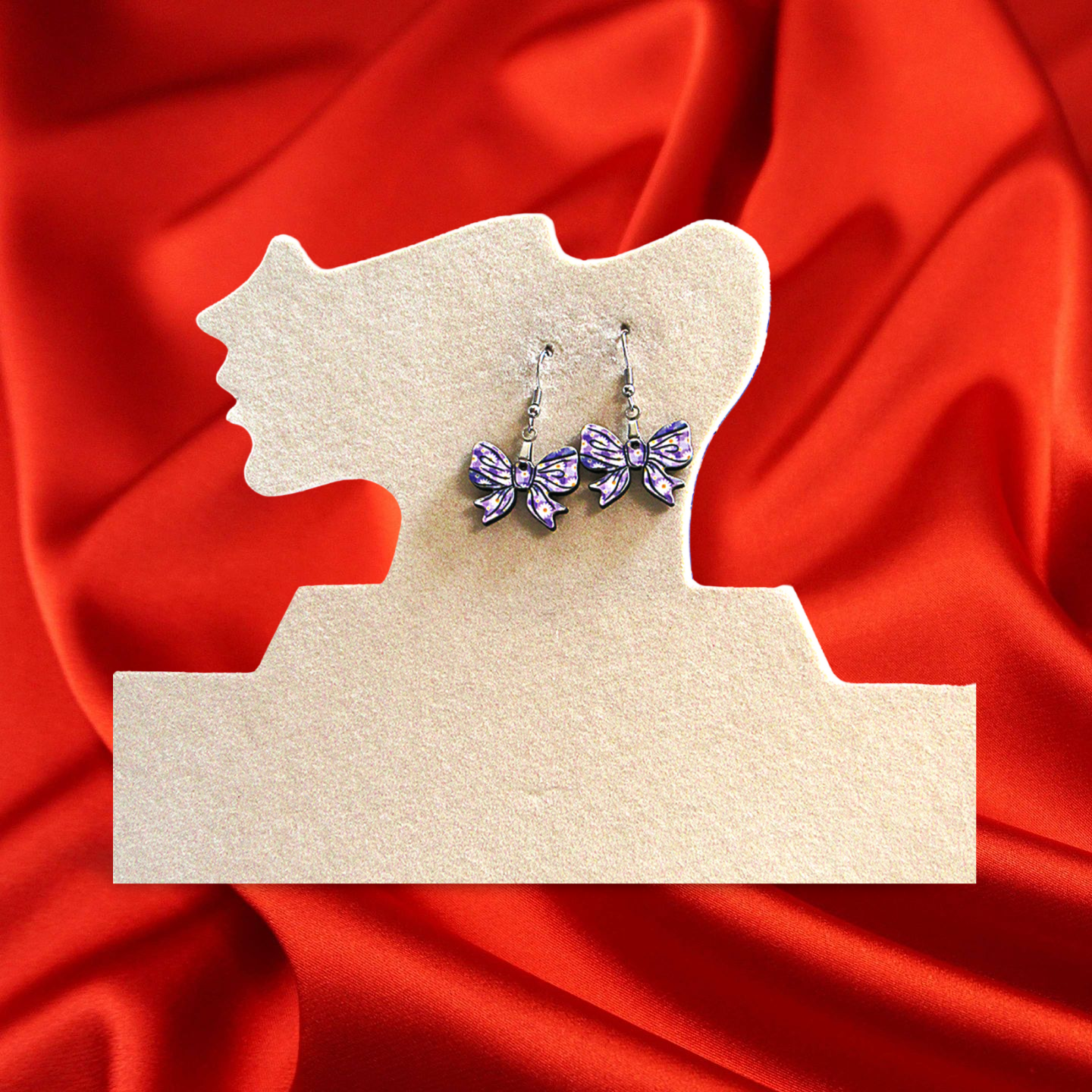 Bow Shaped Sublimated Earrings 1 inch