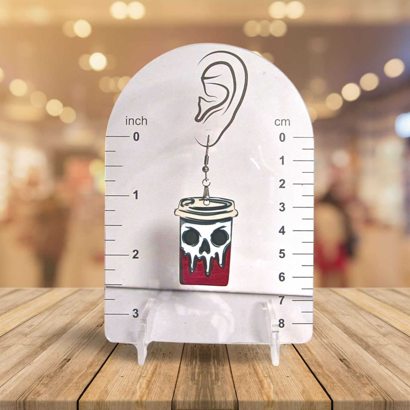Coffee To GO Cup Shaped Sublimated Earrings