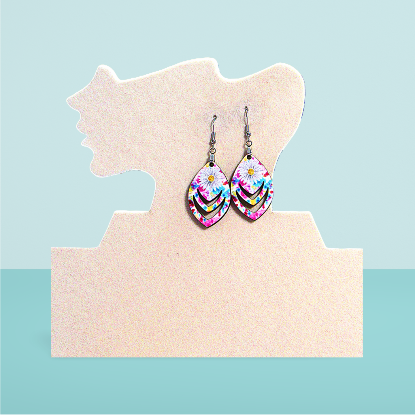 Open Teardrop Shaped Sublimated Earrings 1.5 inch