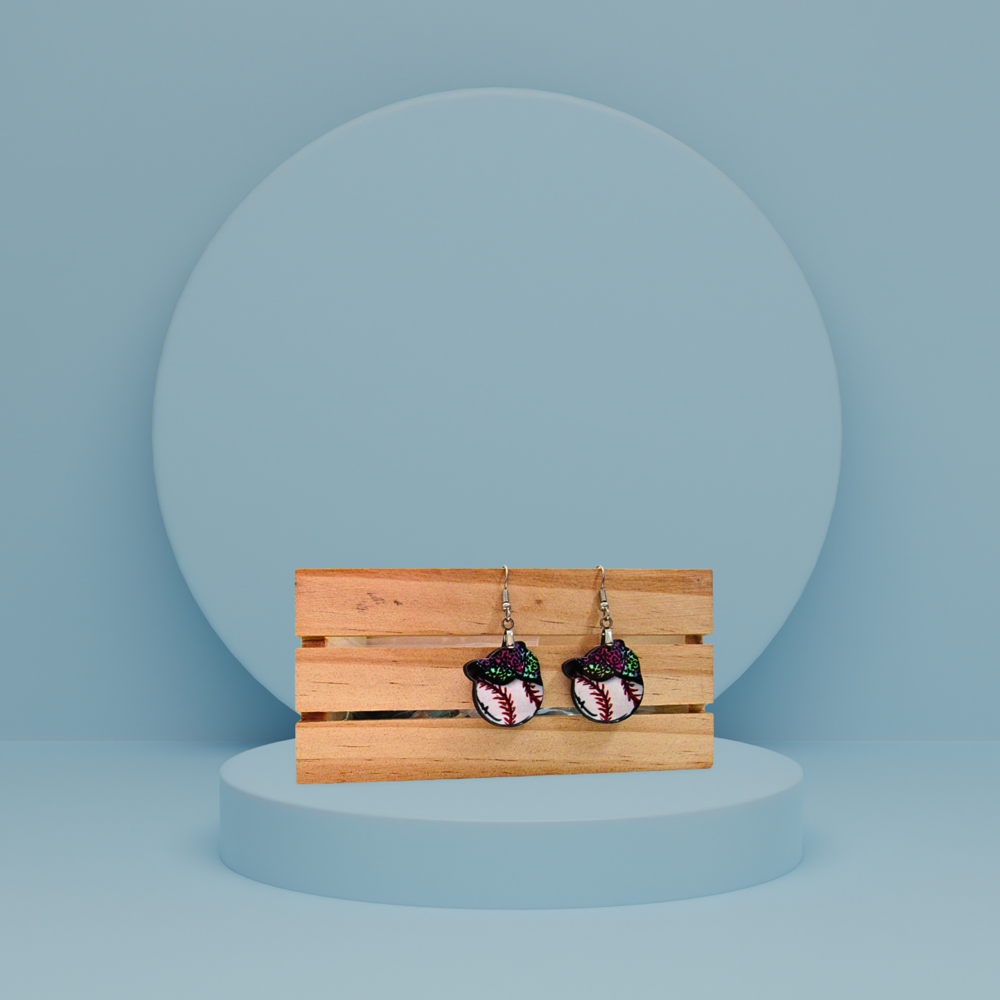 MDF-Ball with Hat Shaped Sublimated Earrings 1 inch